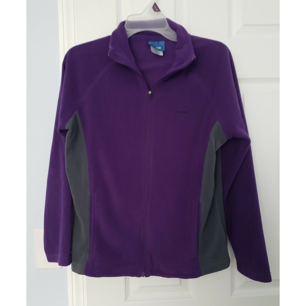 Reebok Womans full Zipper Fleece Jacket Size Medium Purple & Grey